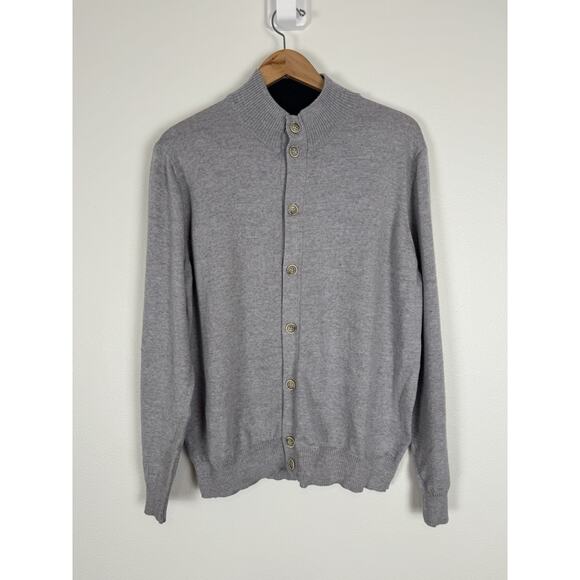 Thomas Dean Cardigan Sweater Mens Large Wool Extrafine Merino Italy made Classic - Picture 1 of 10